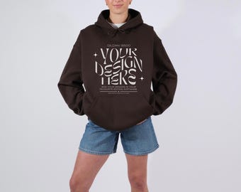 Gildan 18500 Chocolate Brown Hoodie Mockup, G185 Brown Hooded Sweatshirt Mockup, Real Model Mockup, Neutral Simple Minimal Trendy Aesthetic