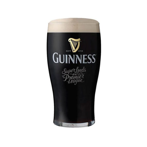 Super Leeds United Premier League Guinness Pint Glass