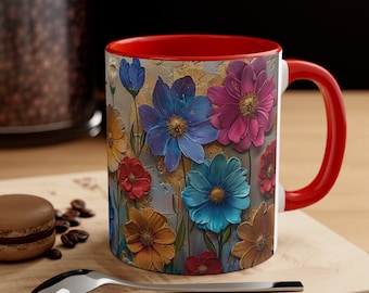 Colorful flowers, Accent Coffee Mug, 11oz