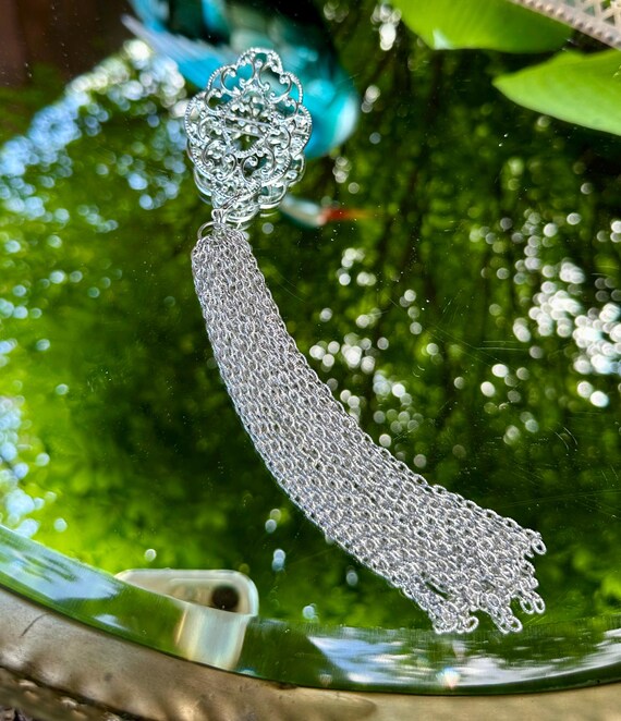 1960's Silver Spring Scrollwork Dramatic Tassel B… - image 4