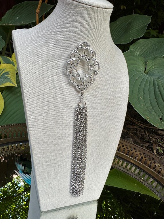 1960's Silver Spring Scrollwork Dramatic Tassel B… - image 5