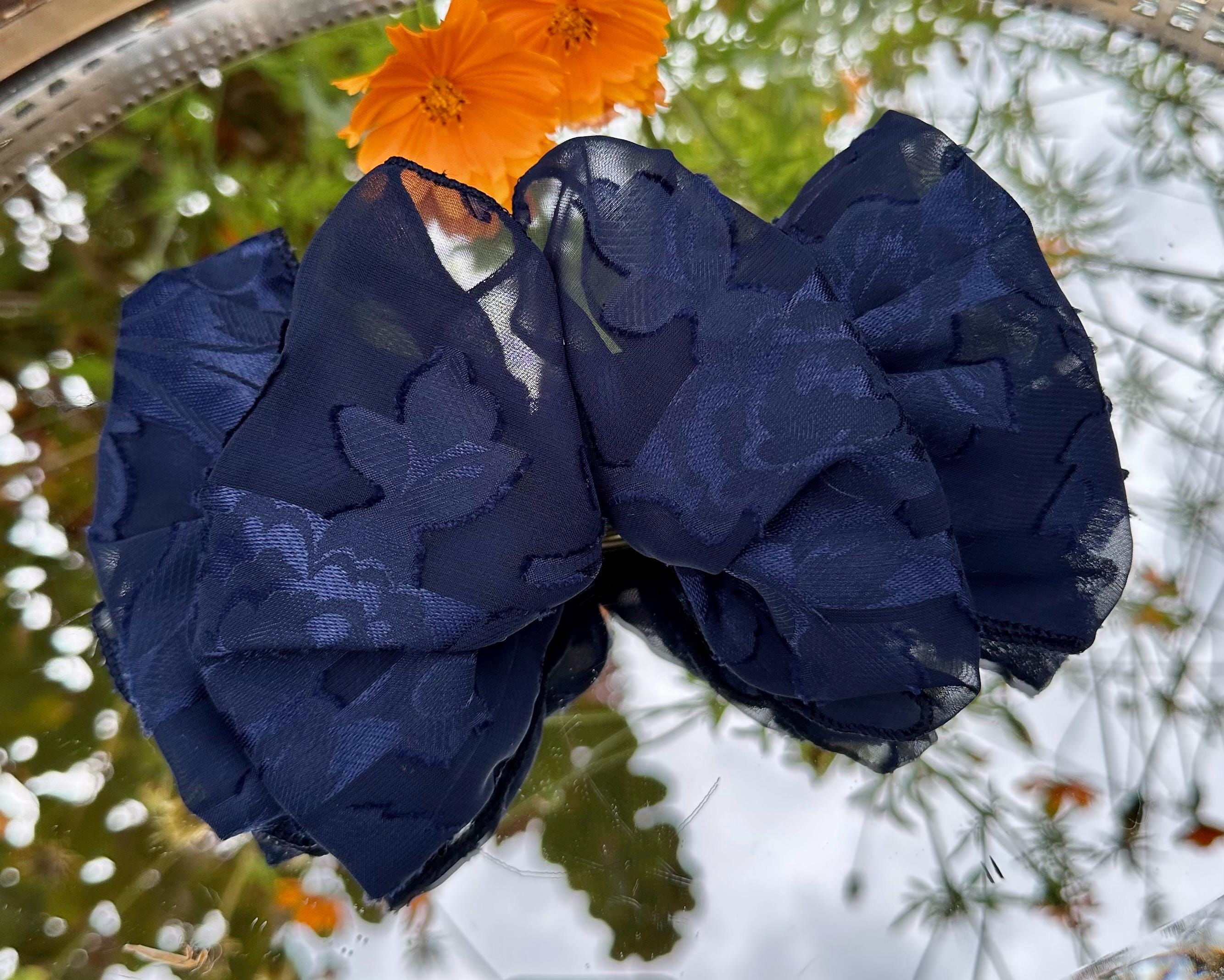 Navy Floral Hair Bow - Etsy display picture 1