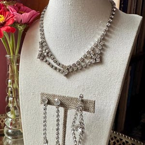 Vintage 3-piece Champagne Dreams Sparkling Clear Rhinestone Mid-Century Jewelry Set