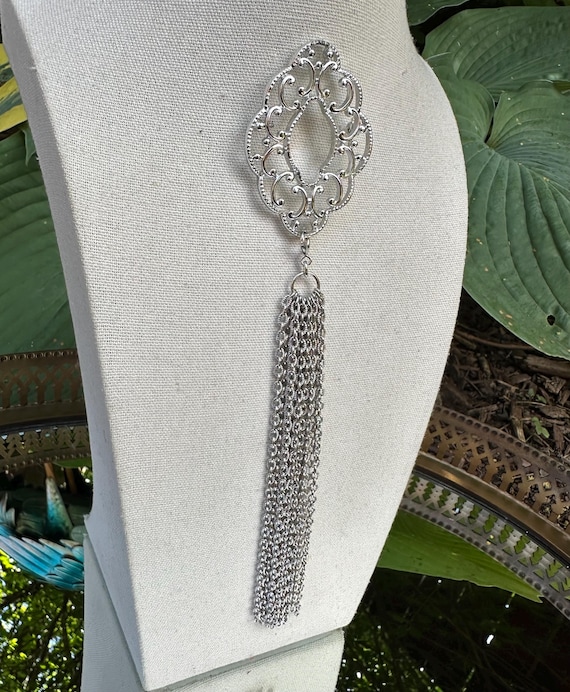 1960's Silver Spring Scrollwork Dramatic Tassel B… - image 1