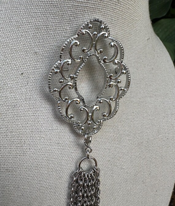 1960's Silver Spring Scrollwork Dramatic Tassel B… - image 2