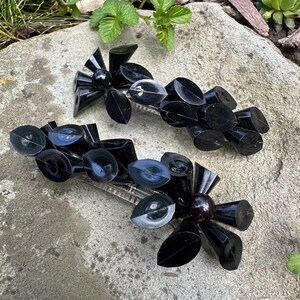 VTG Sterling and Onyx Barrette Made in France Vintage 925 Sterling Silver Stamped Pattern & Black Onyx  main image 4