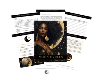 Printable PDF Afrocentric Moon Journal & Workbook: Instant Download - Moon Rituals - Tarot Spreads- Lunar Workbook - Journaling Prompts