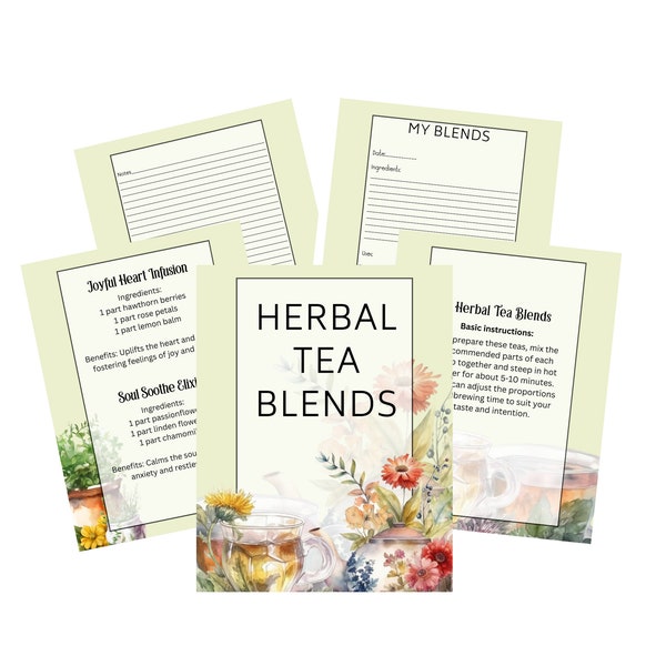 18 Herbal Tea Blend Recipes for Spiritual Connection & Wellness - Spiritual Tea Recipes -  Book of Shadows Pages-BOS Pages-Instant Download