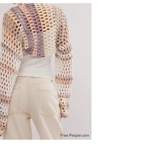 Free People Gia Shrug - make your own with this crochet pattern. This shrug / bolero pattern is for beginners and can be made in a weekend. This shrug / bolero is great for the spring or as a beach shrug during the summer.