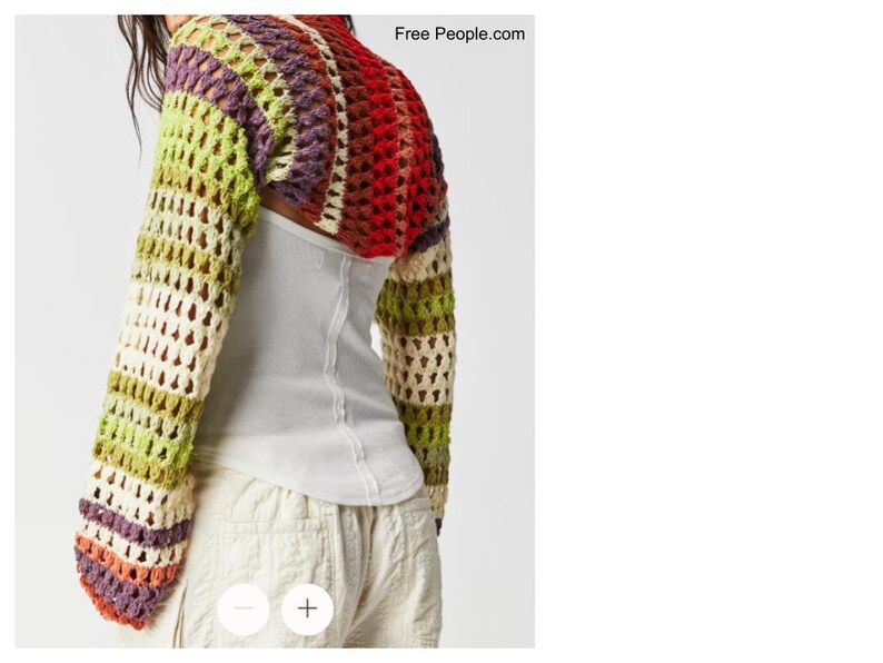 Free People Gia Shrug - make your own with this crochet pattern. This shrug / bolero pattern is for beginners and can be made in a weekend. This shrug / bolero is great for the spring or as a beach shrug during the summer.