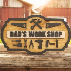 Plaque d'atelier pour papa, plaque d'atelier personnalisée, plaque de garage pour papa, cadeau personnalisé pour la fête des pères, plaque de grand-père, plaque pour Noël de papa, cabanon pour papa
