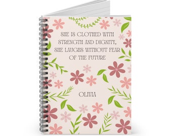 Personalized Spiral Notebook | Notebook for Girls | Aesthetic Journal Notebook | Gift for Her | Inspirational Bible Verse