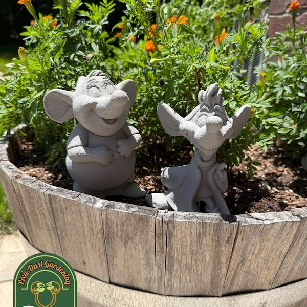 Jaq and Gus Garden Statue set – Cinderella mice Outdoor decor gift flower