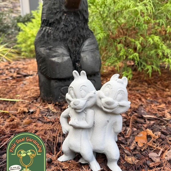 Estatua decorativa de jardín de Chip y Dale, flor, regalo de Disney, estaca para el hogar