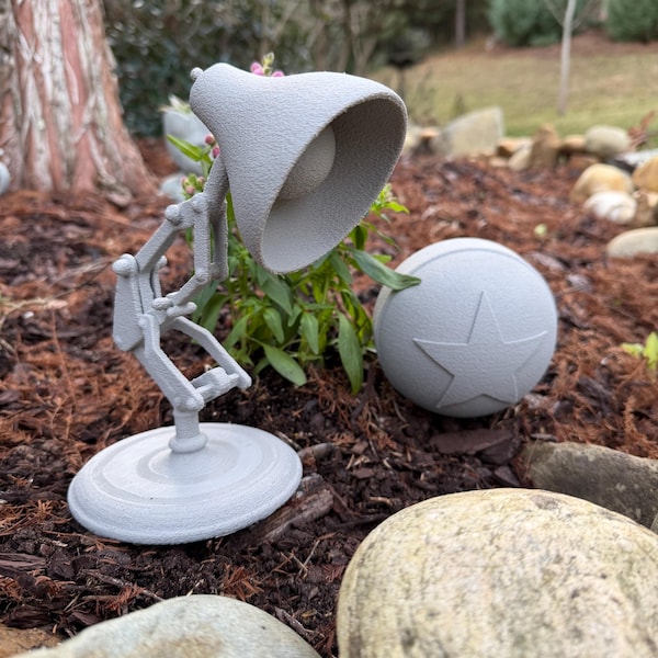 Luxo Pixar lamp and Pixar Ball Garden Statue Set - Decor Flower Magic Characters Disney Epcot festival floral gift Modern outdoor stake