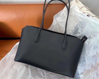 Leather Shoulder Bag, Women's Underarm Bag, Minimalist Tote Bag, Elegant Leather Commuter Bag