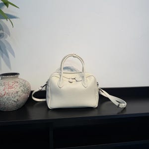 Leather Top Handle Bag, Leather Crossbody Bag, Niche Design Women's Handbag, Minimalist Leather Bag image 2