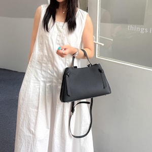 Leather Top Handle Bag, Minimalist Leather Tote Bag, Crossbody Leather Bag, Elegant Leather Handbags