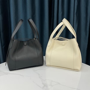 Leather Bucket Bag, Genuine Leather Shoulder Bag, Crossbody Bag, Small Tote Bag