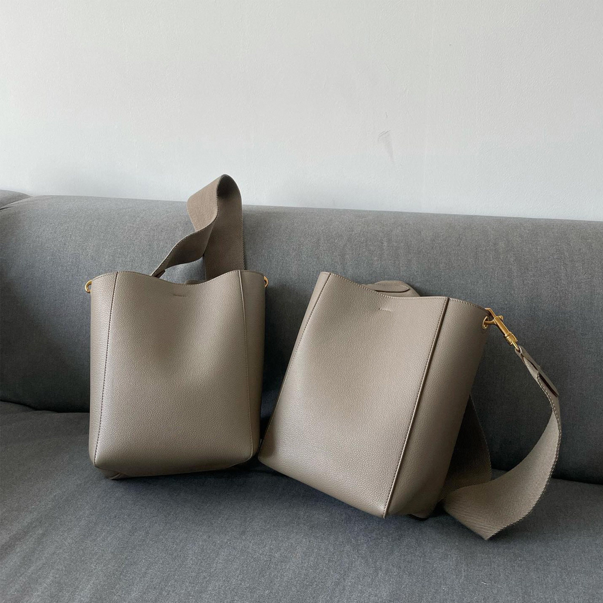 Leather Bucket Bag, Genuine Leather Shoulder Bag, Crossbody