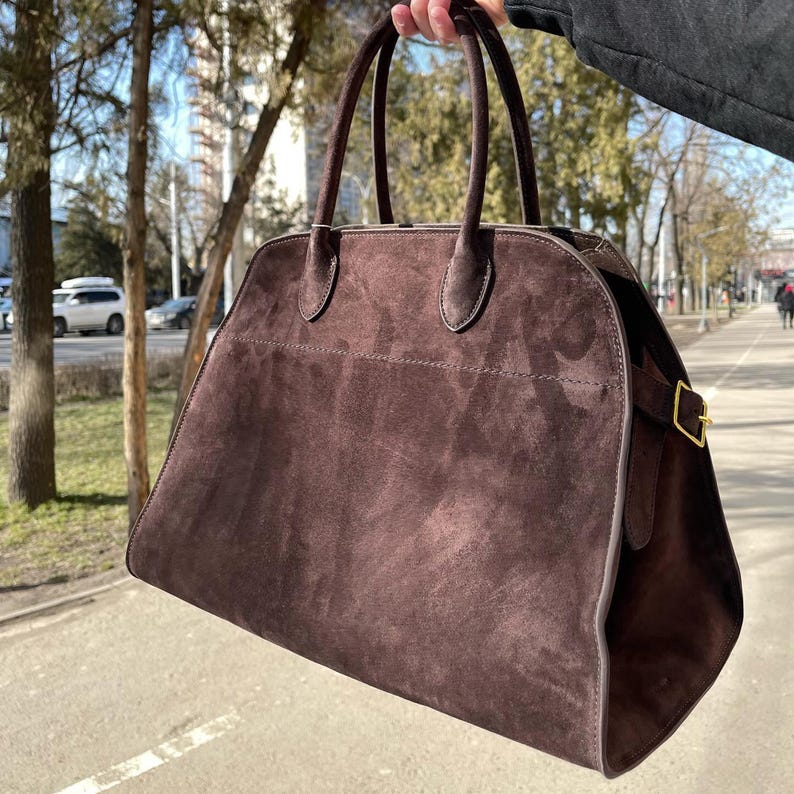Leather Tote Bag, Suede Leather Shoulder Bag, Women's Top Handle Bag, Large Commuter Bag, Women's Handbag image 15
