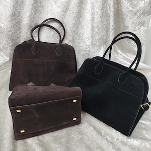 Leather Tote Bag, Suede Leather Shoulder Bag, Women's Top Handle Bag, Large Commuter Bag, Women's Handbag image 11