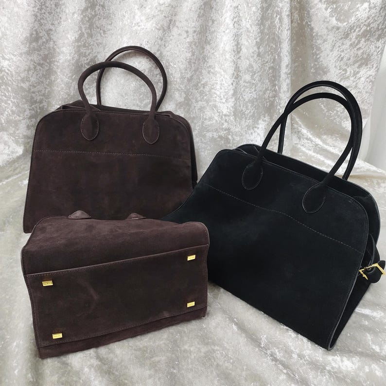 Leather Tote Bag, Suede Leather Shoulder Bag, Women's Top Handle Bag, Large Commuter Bag, Women's Handbag image 11