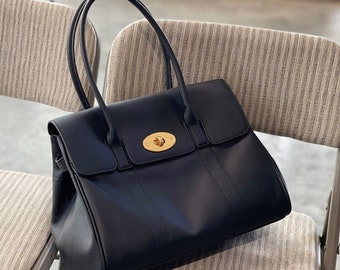 Tote Bag, Leather Shoulder Bag, British Style Leather Handbag, Large Tote Bag, Women's Underarm Bag