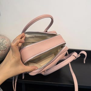Leather Top Handle Bag, Leather Crossbody Bag, Niche Design Women's Handbag, Minimalist Leather Bag image 4