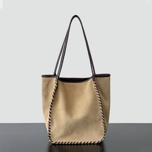 Suede Leather Tote Bag, Suede Underarm Bag, Minimalist Leather Shoulder Bag, Winter Suede Hobo Bag