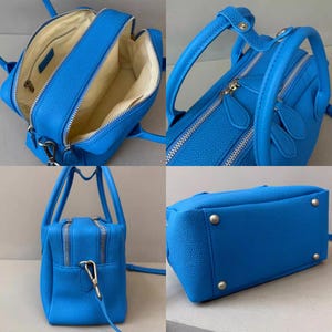 Leather Top Handle Bag, Leather Crossbody Bag, Niche Design Women's Handbag, Minimalist Leather Bag image 13