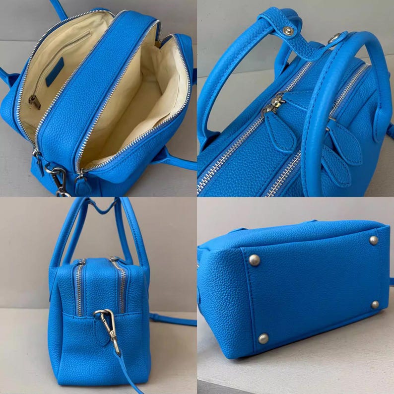 Leather Top Handle Bag, Leather Crossbody Bag, Niche Design Women's Handbag, Minimalist Leather Bag image 13