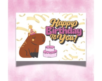 Capybara Birthday Card, Printable Birthday Card, Birthday Card