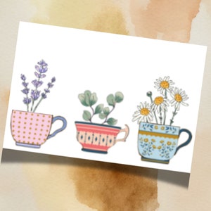 Floral Teacup Card, Printable Card