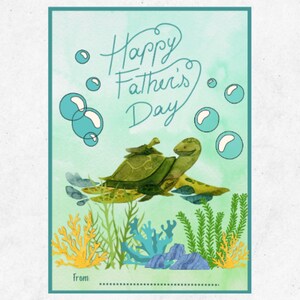 Fête des pères - porte-cartes tortue de mer, porte-cartes imprimable, fête des pères