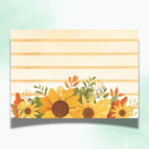 Carte de voeux tournesol, carte de voeux imprimable, carte de voeux automne