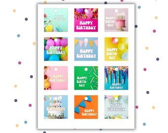 Happy Birthday Geschenkanhänger zum Ausdrucken - Feier Geschenkanhänger (Digitaler Download)