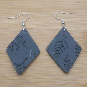 Elegant Grey Dangle Polymer Clay Earrings