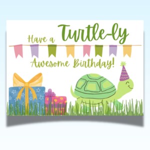 Turtle Birthday Card, Printable Birthday Card, Birthday Card