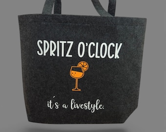 Felt shopping bag "Spritz O'Clock" - Stylish tote bag for Aperol lovers