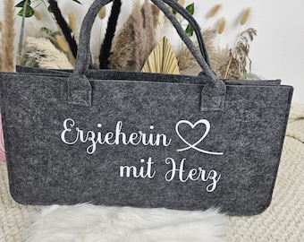 Felt bag “Educator with Heart” – Gift for daycare, farewell & thank you
