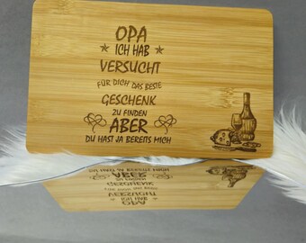 Wooden board Grandpa breakfast board. 14 x 22 cm