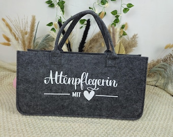 Geriatric nurse with heart felt bag – gift for geriatric nurse – thank you nurse – felt bag with print – personalizable