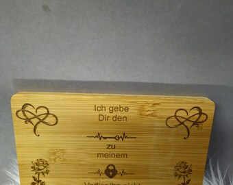 Breakfast board I give you my key. Wooden board lovely gift
