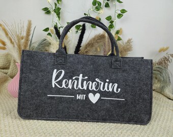 Pensioner bag made of felt – gift for pensioner with heart – felt bag with print – farewell gift retirement – personalizable