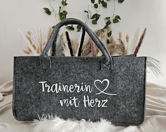 Felt bag “Trainer with Heart” – Gift for female trainer, trainer gift, cosmetic bag