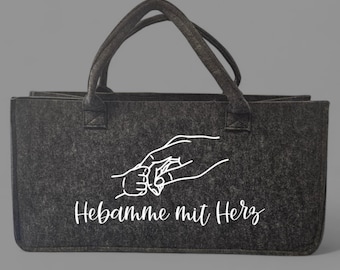 Midwife with heart felt bag