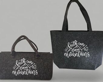 Felt bag “Faith Can Move Mountains” – 2 models to choose from: Shopper & Organizer