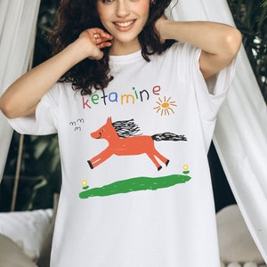 ketamine shirt, ketamine horse child drawing tee, rainbow ketamine t shirt, ketamine meme