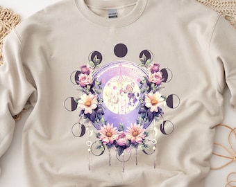 Mystic Moon And Sun Shirt, Mystical Moon Phase Shirt, Moon Phase T-Shirt, Boho Vintage Moon Shirt, Celestial Moon Shirt, Spiritual T-Shirt